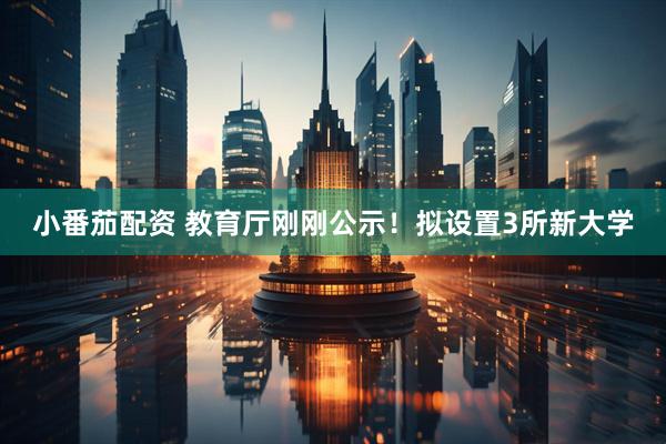 小番茄配资 教育厅刚刚公示！拟设置3所新大学