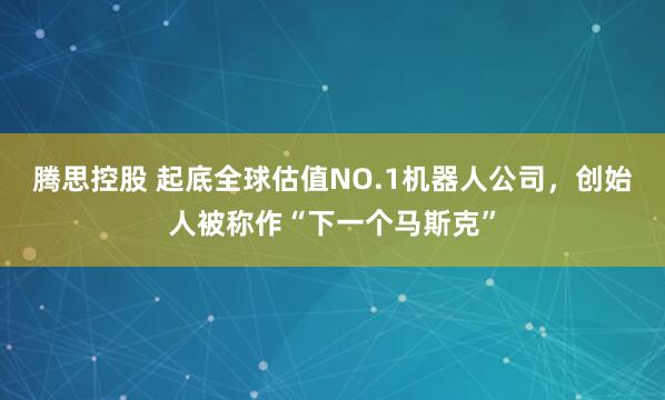 腾思控股 起底全球估值NO.1机器人公司，创始人被称作“下一个马斯克”