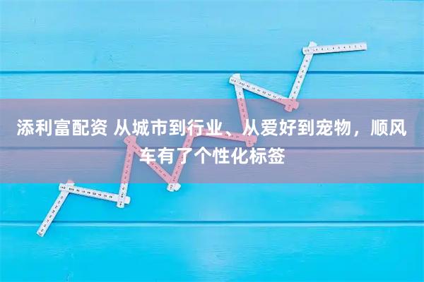 添利富配资 从城市到行业、从爱好到宠物，顺风车有了个性化标签