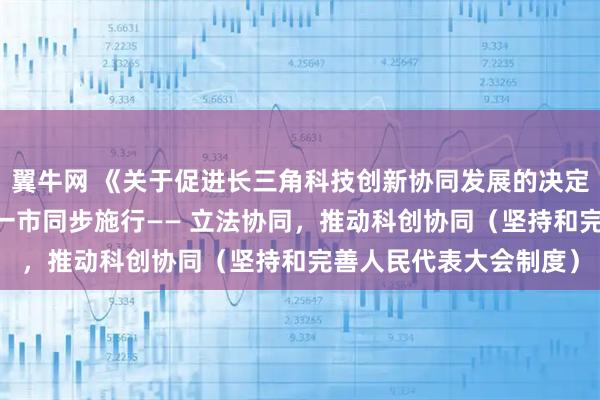 翼牛网 《关于促进长三角科技创新协同发展的决定》将于9月1日在三省一市同步施行—— 立法协同，推动科创协同（坚持和完善人民代表大会制度）